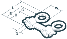 Rings: 22-16 Wire  Chain Terminals Dimension Drawing