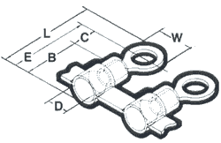 Nichifu Ring Terminals 16-14 Wire  Lineart