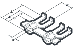 Nichifu Flanged Spade Terminals 16-14 Wire  Lineart