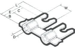 Nichifu Self Locking Spade Terminals 16-14 Wire  Lineart