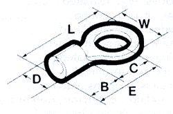 Nichifu Ring Terminals (Brazed) 12-10 Wire Lineart