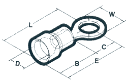 Nichifu Ring Terminals 12-10 Wire Yellow Nylon  Lineart