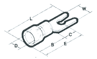 Nichifu Self-Locking Spade Terminals 22-16 Wire Red Nylon  Lineart